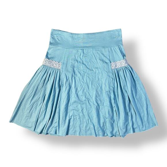 Free People Cottagecore Pocket Mini Skirt Womens Size XS Blue Boho - Picture 5 of 7